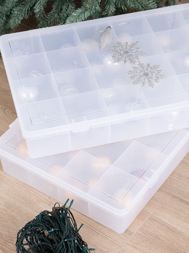 Wham Set of 2 Clear Large Organiser Boxes With 24 Divisions Bauble Box - Image 1 of 6