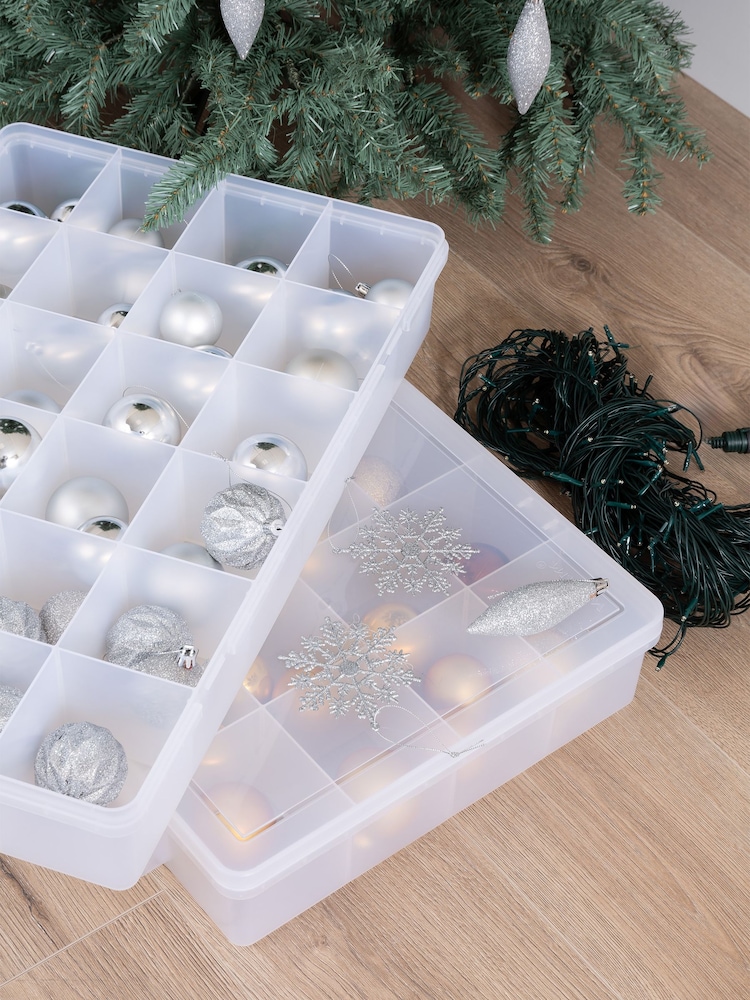 Wham Set of 2 Clear Large Organiser Boxes With 24 Divisions Bauble Box - Image 2 of 6