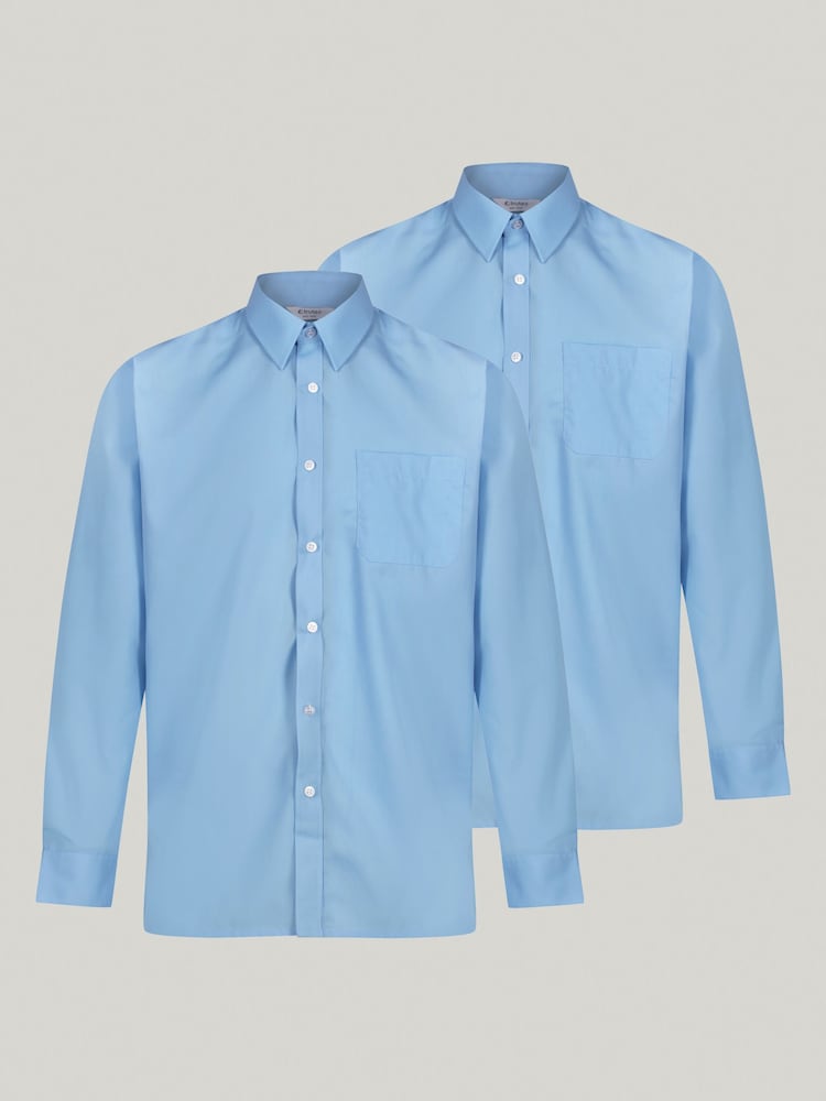 Trutex Albastru Regular Fit Mânecă Lungă 2 Pachet Cămăși școlare - Image 1 of 7