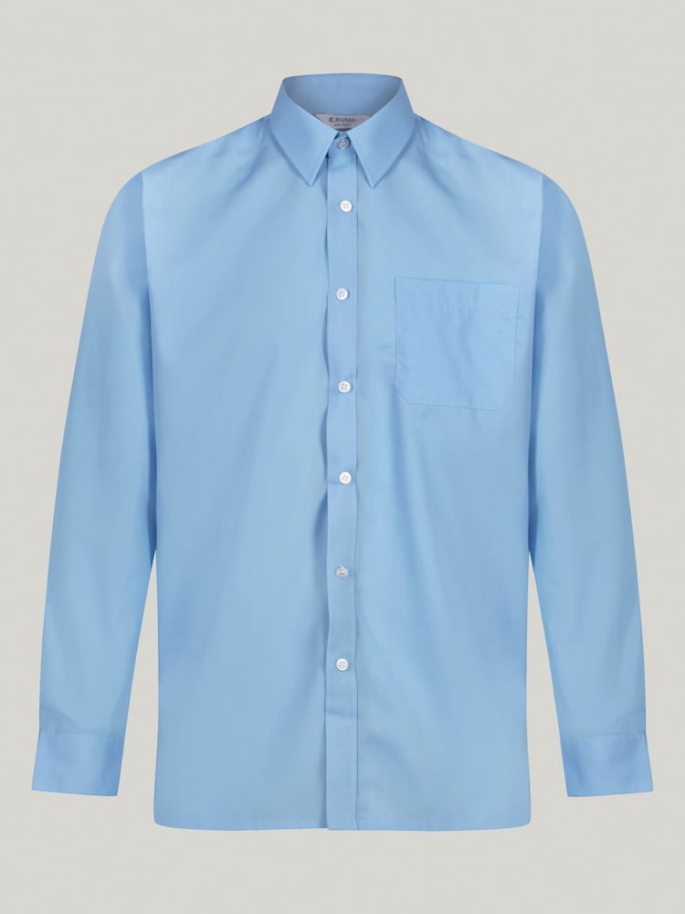 Trutex Blue Regular Fit Long Sleeve 2 Pack School Shirts - Image 2 of 7 Trutex Blue Regular Fit Long Sleeve 2 Pack School Shirts - Image 2 of 7