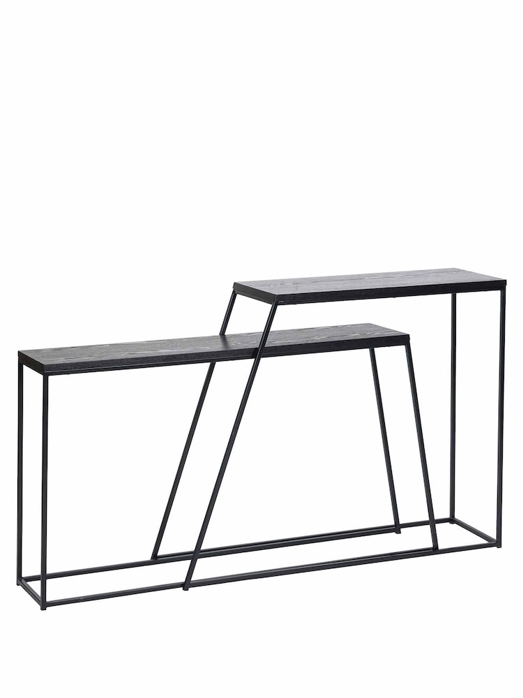 Pacific Black Ash Veneer and Metal Console Table - Image 1 of 5