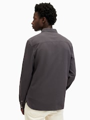AllSaints Grey Dark Lovell Long Sleeve 100% Cotton Shirt - Image 2 of 5