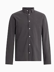 AllSaints Grey Dark Lovell Long Sleeve 100% Cotton Shirt - Image 5 of 5
