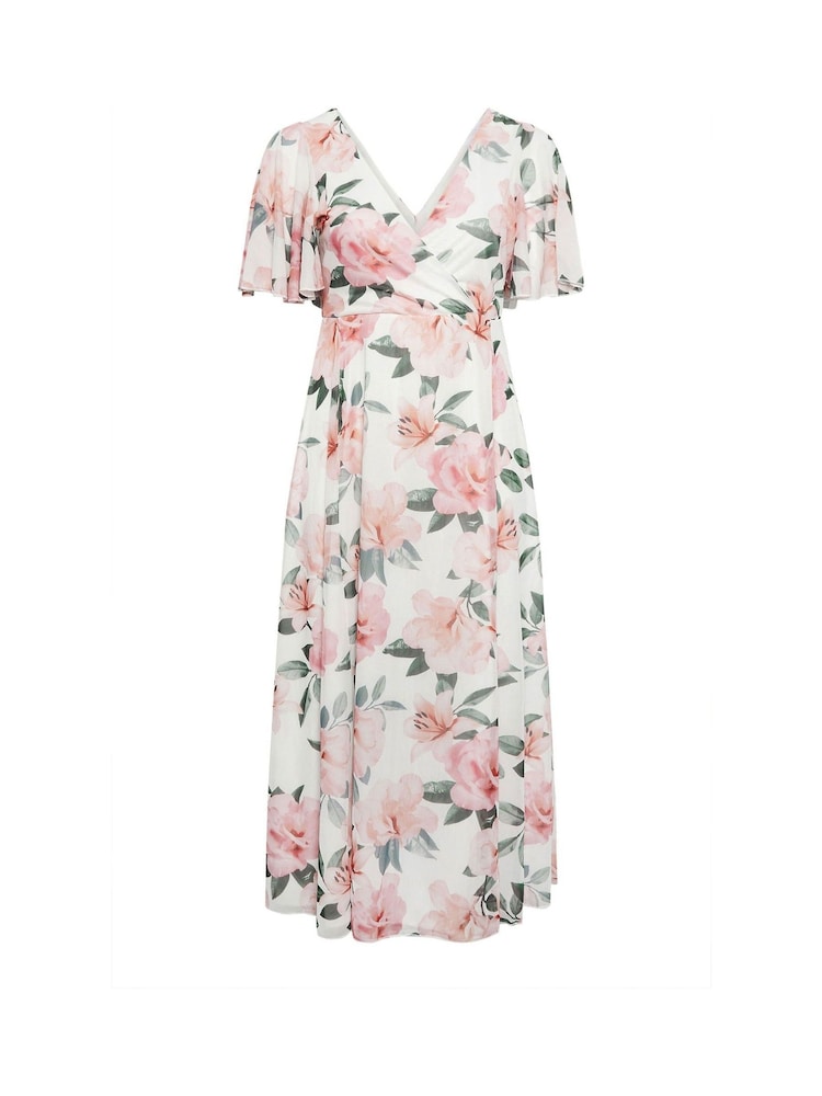 Yours Curve White Floral Print Wrap Maxi Dress - Image 3 of 3