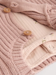Rust Brown/ Beige Ditsy Print Baby 100% Cotton Long Sleeve Top Knitted Waistcoat and Leggings Set 3 Piece (0mths-2yrs) - Image 11 of 15