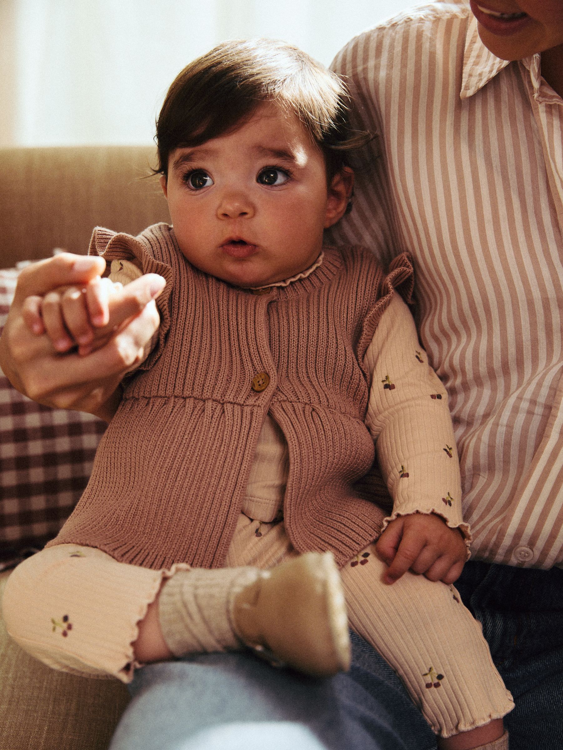 Buy Rust Brown/ Beige Ditsy Print Baby 100% Cotton Long