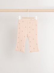 Rust Brown/ Beige Ditsy Print Baby 100% Cotton Long Sleeve Top Knitted Waistcoat and Leggings Set 3 Piece (0mths-2yrs) - Image 9 of 15
