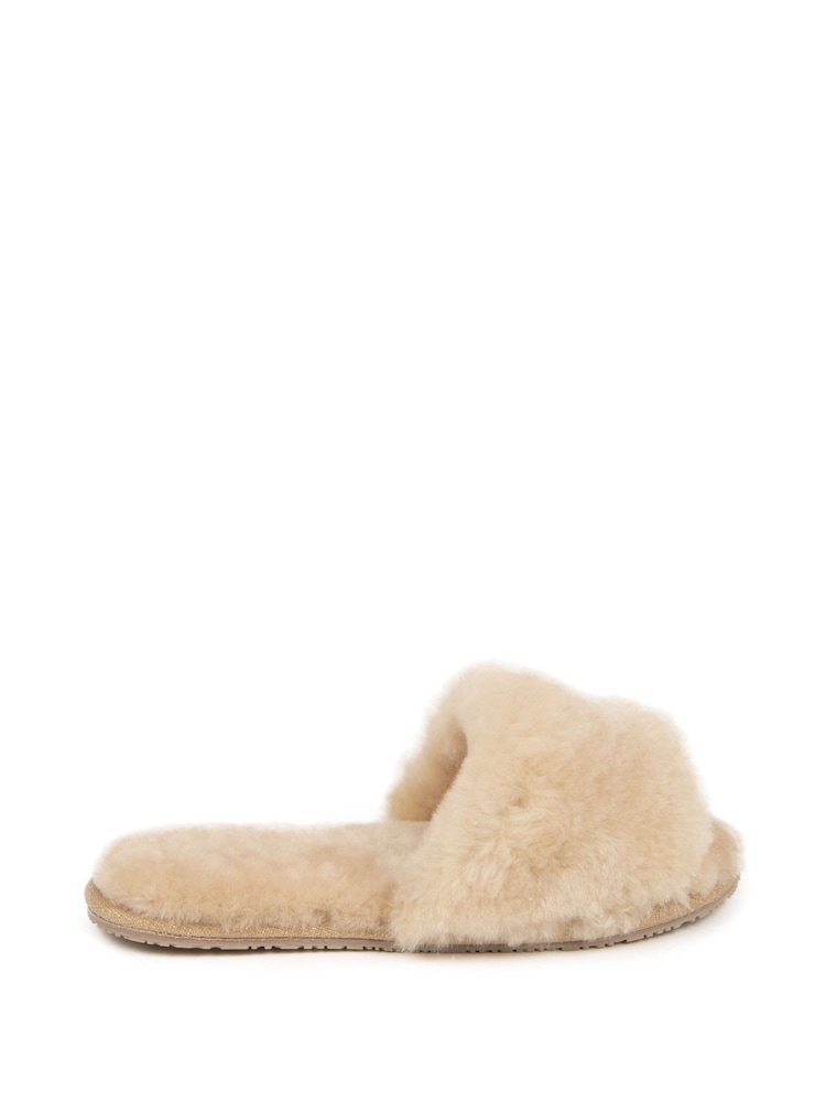 Just Sheepskin Brown Ladies Lily Slider Slippers - Image 2 of 5
