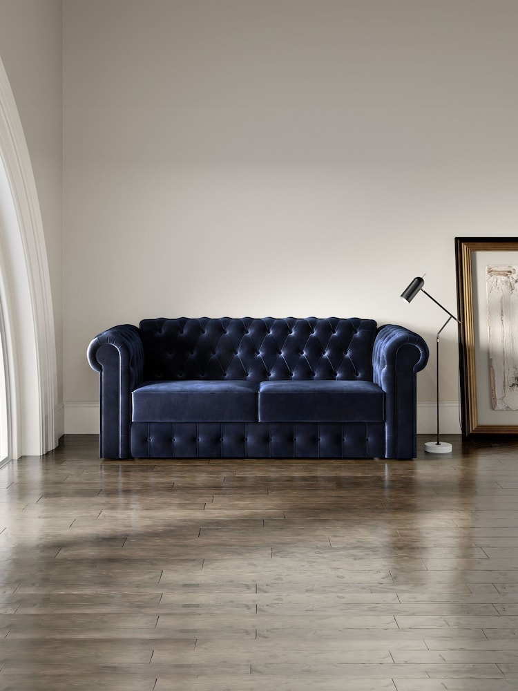 Jay-Be Luxe Velvet Royal Blue Chesterfield 3 Seater Sofa Bed - Image 1 of 6