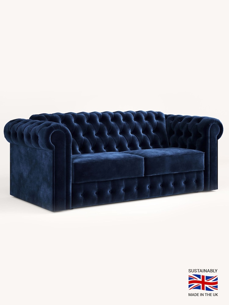 Jay-Be Luxe Velvet Royal Blue Chesterfield 3 Seater Sofa Bed - Image 2 of 6