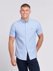 U.S. Polo Assn. Blue Light Mens Short Sleeve Oxford 100% Cotton Shirt - Image 1 of 6