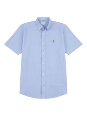 U.S. Polo Assn. Blue Light Mens Short Sleeve Oxford 100% Cotton Shirt - Image 5 of 6
