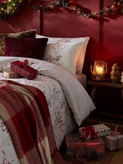 Laura Ashley Red Brushed Cotton Christmas Pussy Willow 100% Cotton Duvet Cover & Pillowcase Set - Image 1 of 6