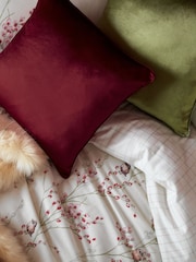 Laura Ashley Red Brushed Cotton Christmas Pussy Willow 100% Cotton Duvet Cover & Pillowcase Set - Image 3 of 6