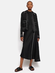 Jigsaw Black 100% Linen Cropped Utility Jacket - Image 4 of 6