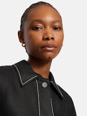Jigsaw Black 100% Linen Cropped Utility Jacket - Image 5 of 6