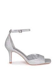 Linzi Silver Jolie Glitter Square Toe Heeled Sandals - Image 2 of 4