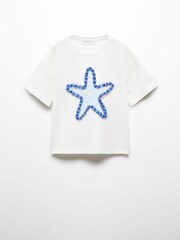 Mango Cream 100% Cotton Star Print T-Shirt - Image 4 of 6
