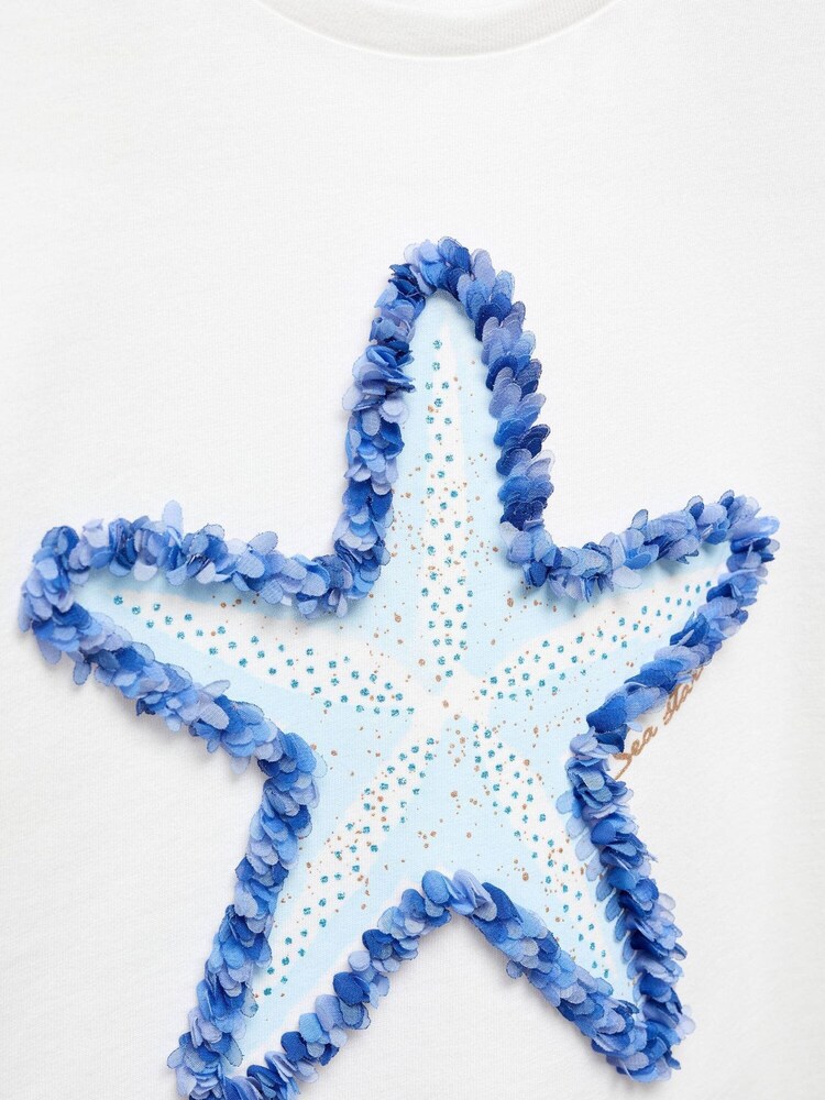 Mango Cream 100% Cotton Star Print T-Shirt - Image 6 of 6