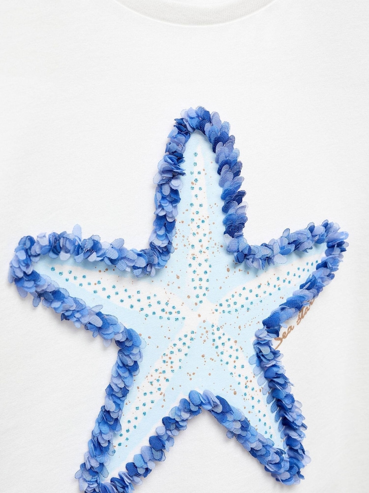 Mango Cream 100% Cotton Star Print T-Shirt - Image 6 of 6 Mango Cream 100% Cotton Star Print T-Shirt - Image 6 of 6