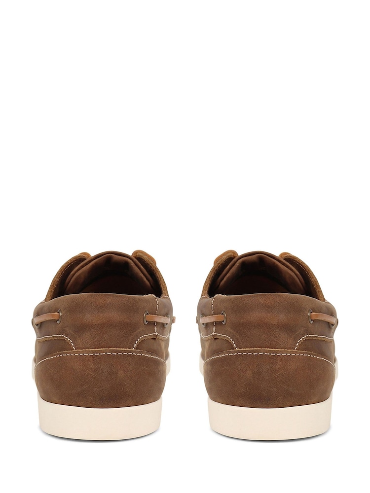 Jones Bootmaker Brown white Parsons Leather Boat Shoes - Image 4 of 6