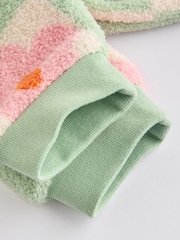 Green/Pink Checkerboard Flowers Cosy Fleece Baby Jumper & Joggers Set - Image 10 of 13