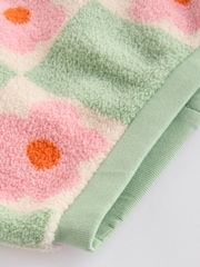 Green/Pink Checkerboard Flowers Cosy Fleece Baby Jumper & Joggers Set - Image 12 of 13