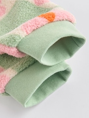 Green/Pink Checkerboard Flowers Cosy Fleece Baby Jumper & Joggers Set - Image 13 of 13