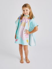 Catherine Lansfield Blue Mermaid Hooded Poncho 100% Cotton Towel - Image 1 of 5