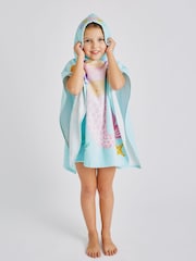 Catherine Lansfield Blue Mermaid Hooded Poncho 100% Cotton Towel - Image 2 of 5