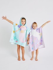 Catherine Lansfield Blue Mermaid Hooded Poncho 100% Cotton Towel - Image 3 of 5