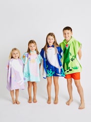 Catherine Lansfield Blue Mermaid Hooded Poncho 100% Cotton Towel - Image 4 of 5