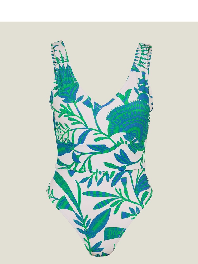 Accessorize Blue Fan Print Swimsuit - Image 3 of 3