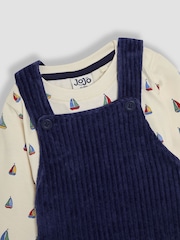 JoJo Maman Bébé Navy Appliqué Dungarees & Print Top Set - Image 6 of 7