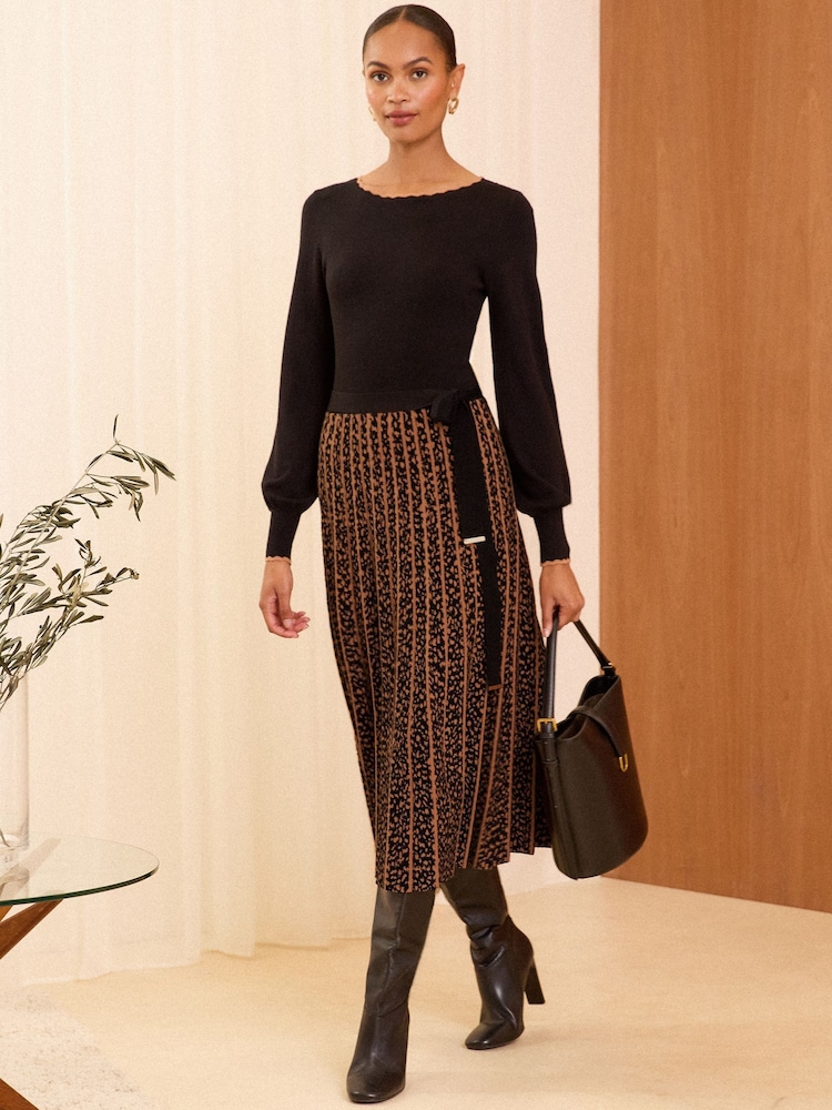 Love & Roses Black Knitted Midi Dress - Image 1 of 4