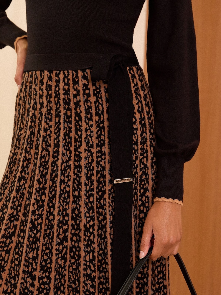 Love & Roses Black Knitted Midi Dress - Image 2 of 4