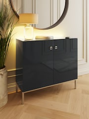 Frank Olsen Midnight Black 1 Lyra Four Door SMART Sideboard - Image 1 of 9