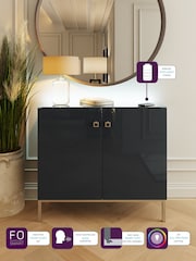 Frank Olsen Midnight Black 1 Lyra Four Door SMART Sideboard - Image 2 of 9