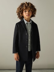 Reiss Navy Gable 9-13 yrs Single Breasted Overcoat - Image 1 of 6