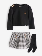 River Island Black Girls Military 100% Cotton Top And Skirt Set - Image 1 of 3