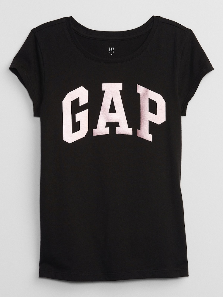 Zwart/roze - Gap - T-shirt met logoprint, korte mouwen en ronde hals (4-13 jr) - Image 1 of 1