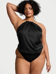 Victoria's Secret Black Twinkle Strap Satin Bodysuit - Image 1 of 3