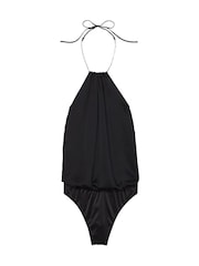 Victoria's Secret Black Twinkle Strap Satin Bodysuit - Image 3 of 3