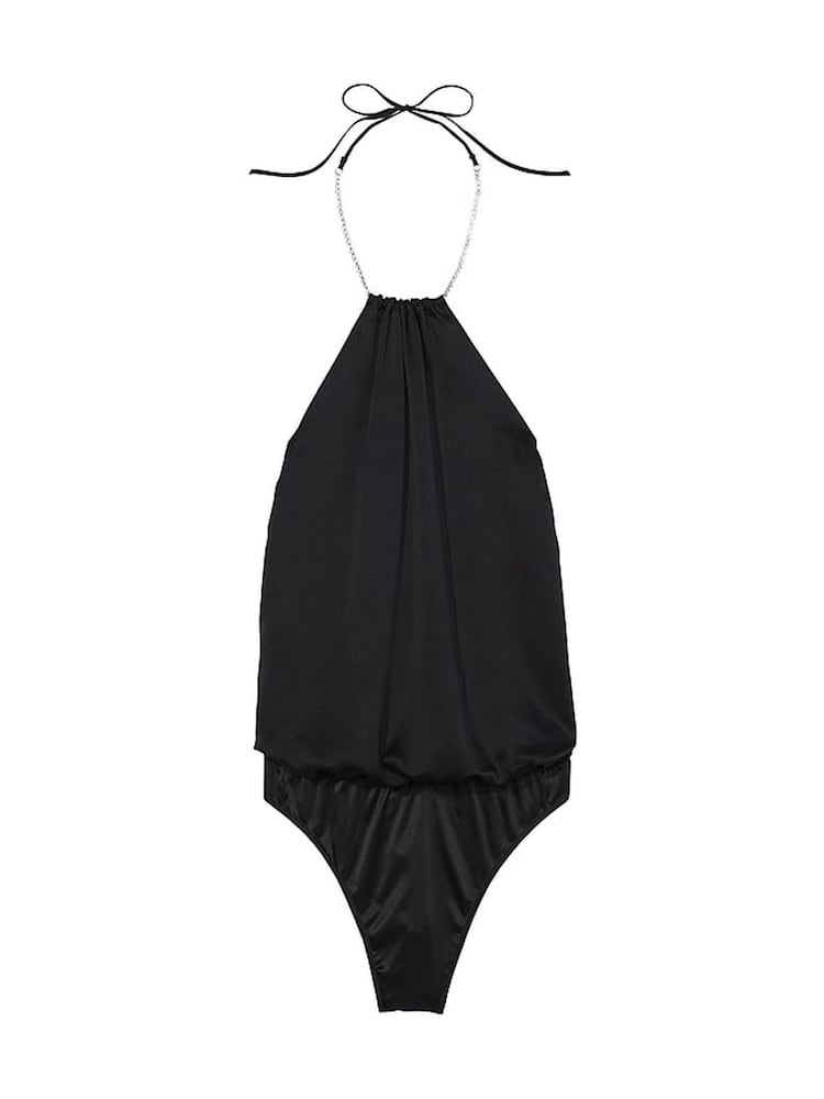 Victoria's Secret Black Twinkle Strap Satin Bodysuit - Image 3 of 3