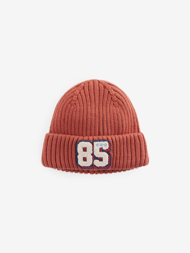 Rust Brown Varsity Beanie Hat (1-16yrs) - Image 1 of 3