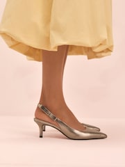 Gold Leather Tabitha Simmons x Next Dela Slingback Point Heels - Image 1 of 6