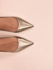 Gold Leather Tabitha Simmons x Next Dela Slingback Point Heels - Image 4 of 6
