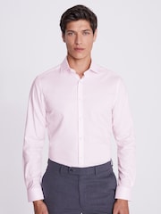 MOSS Light Pink Slim Dobby Stretch Shirt - Image 1 of 3