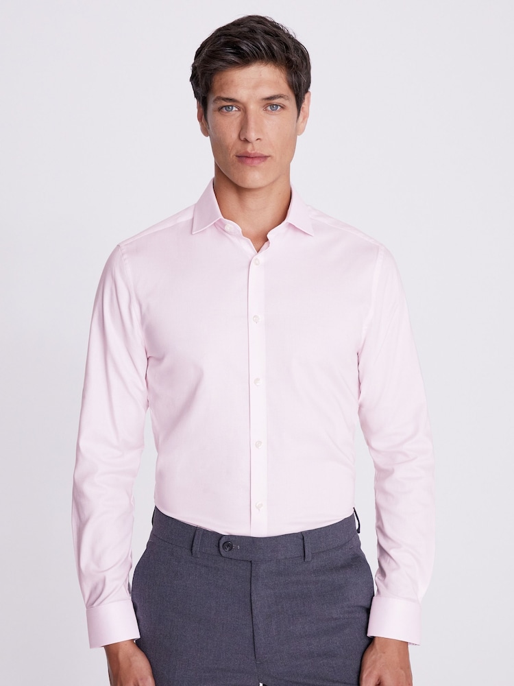 MOSS Light Pink Slim Dobby Stretch Shirt - Image 1 of 3