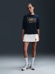 Nike Navy Club Fleece Pull-Over Crew-Neck Logo Sweatshirt - Image 1 of 6